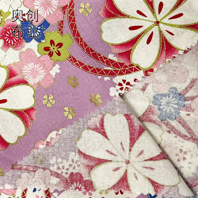 Japanese-style, flower-embossed gold-embossed fabric, Japanese-style fabric sachets, handcrafted DIY bags, accessories, decorative fabric Specification image