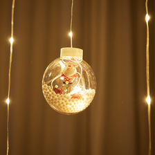 皮线许愿球圣诞窗帘灯圣诞老人雪人橱窗节日装饰灯扁球彩灯串闪灯