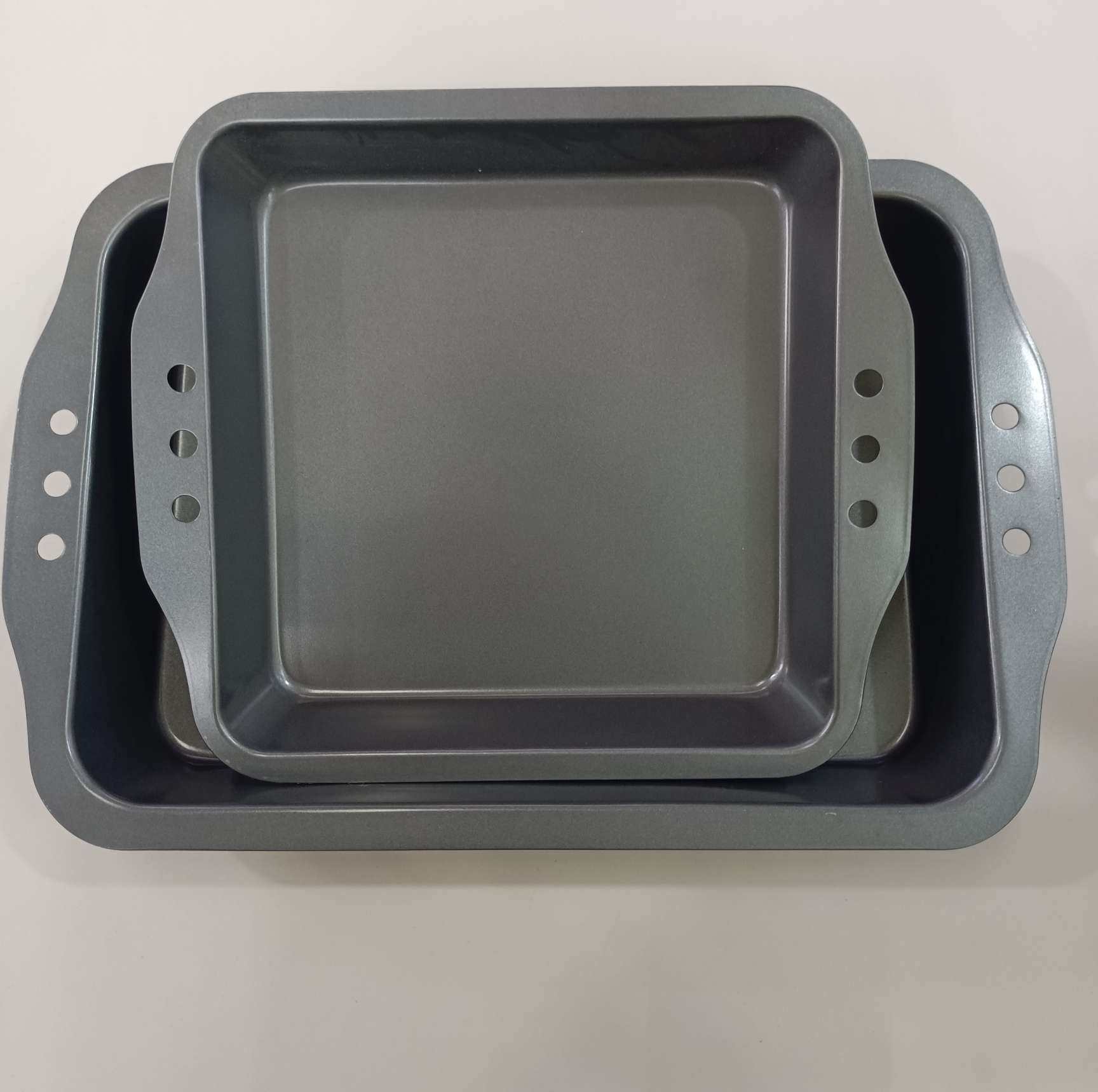 不粘浅烤盘长方形烧烤盘家用粘烤鱼披萨饼干烤箱烘焙用具两件套