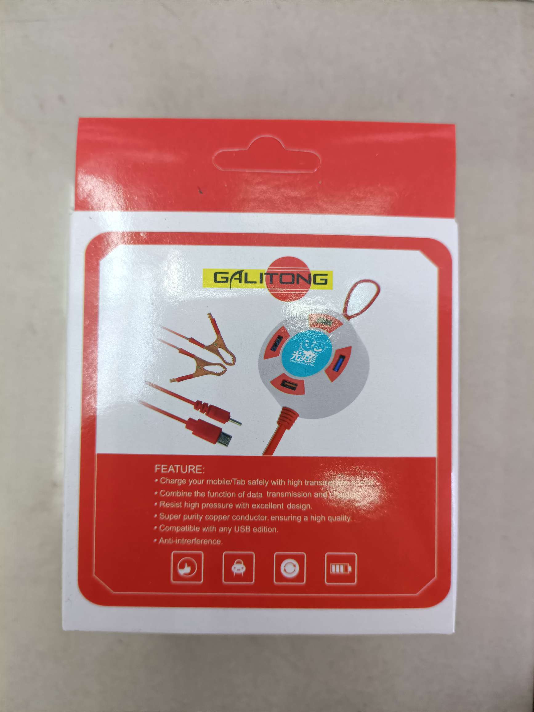 4USB doble cargador de clip rojo detail image 3