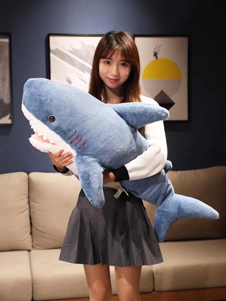 Ah Wu Shark pillow doll, male and female sleeping pillow, leg rest, long pillow on the bed, cushion cloth doll, plush toy, birthday details Picture