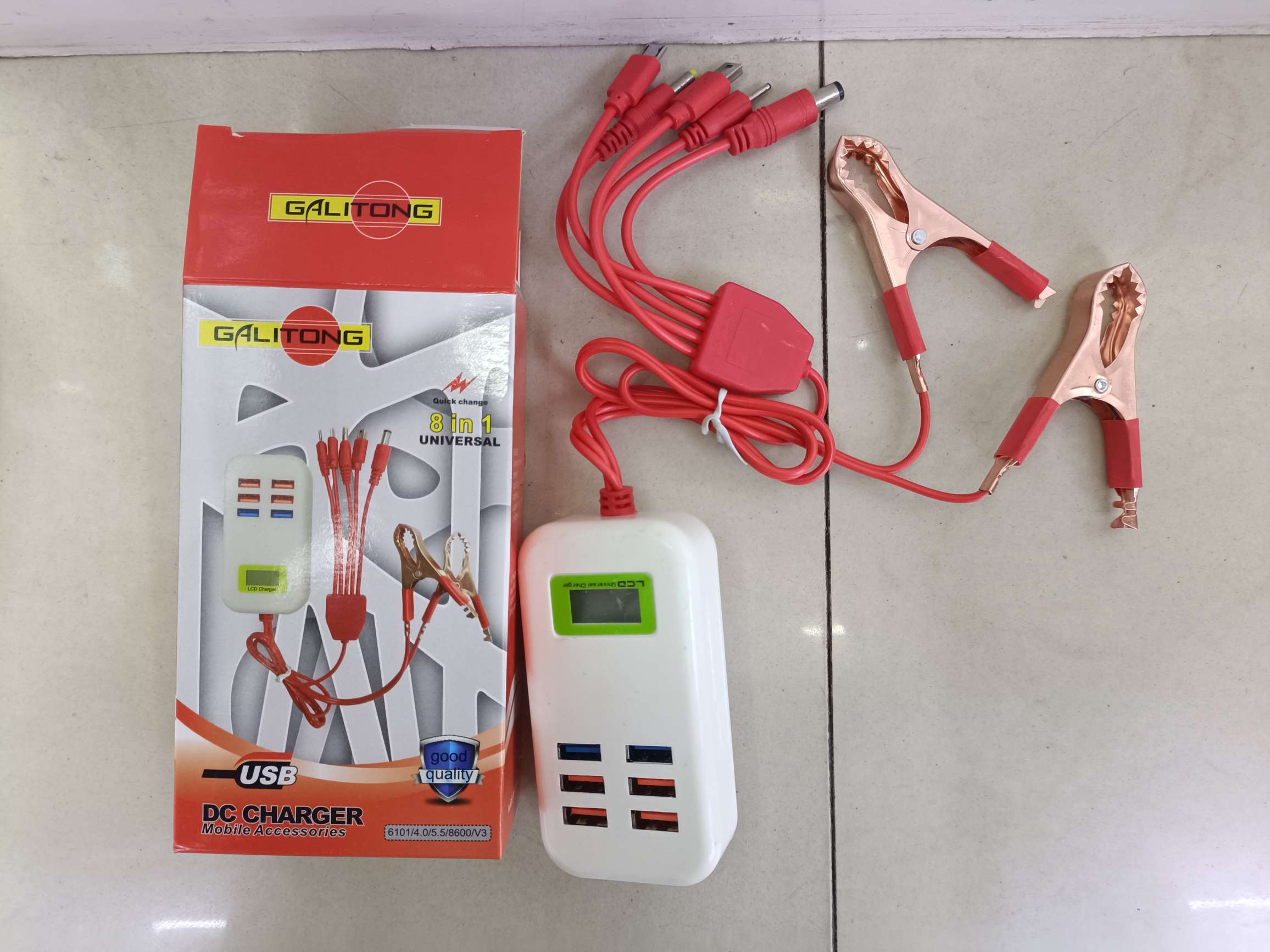 و 6USB شاحن خماسية مشبك أحمر مزدوج