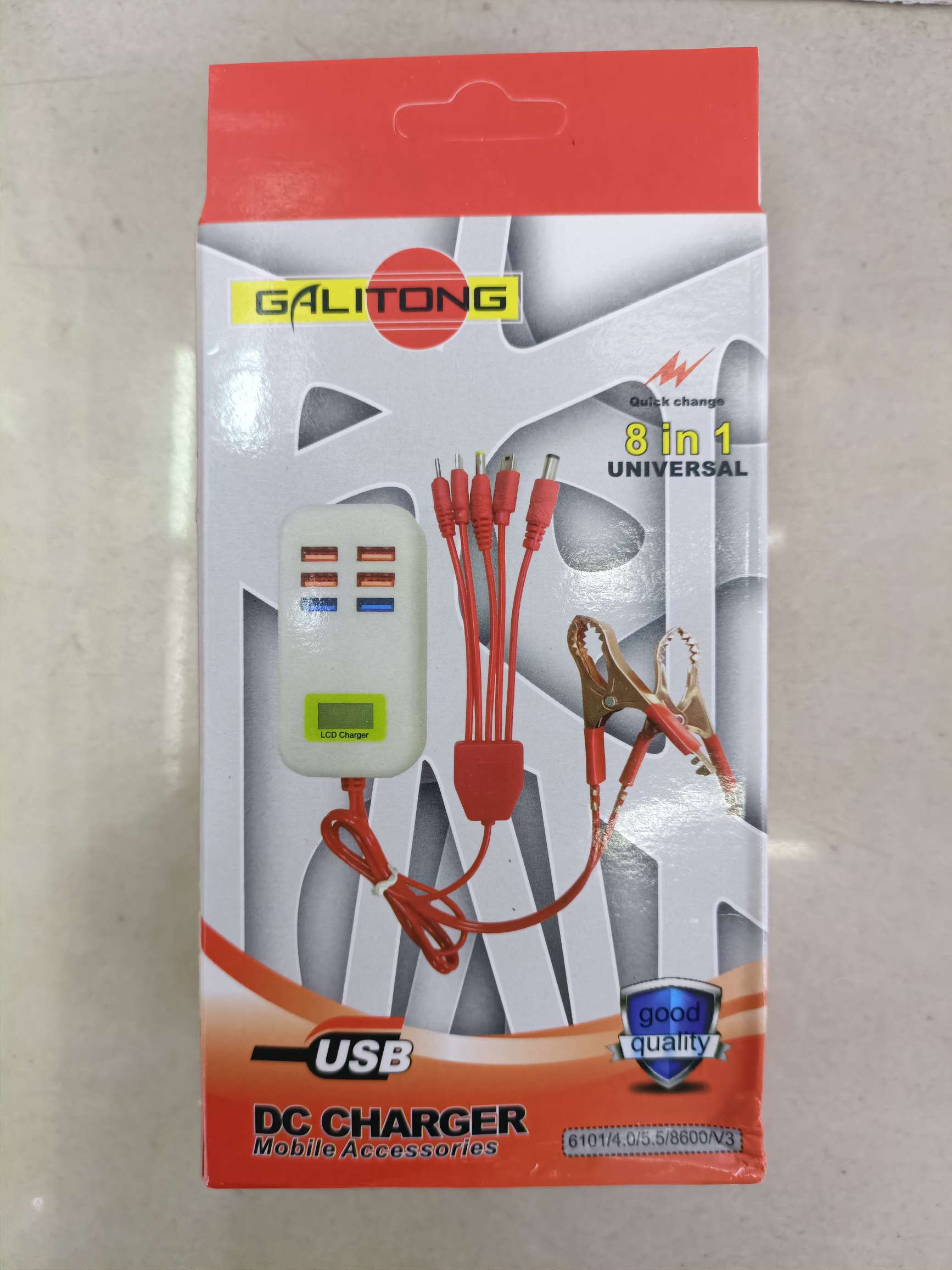 و 6USB شاحن خماسية مشبك أحمر مزدوج detail image 3
