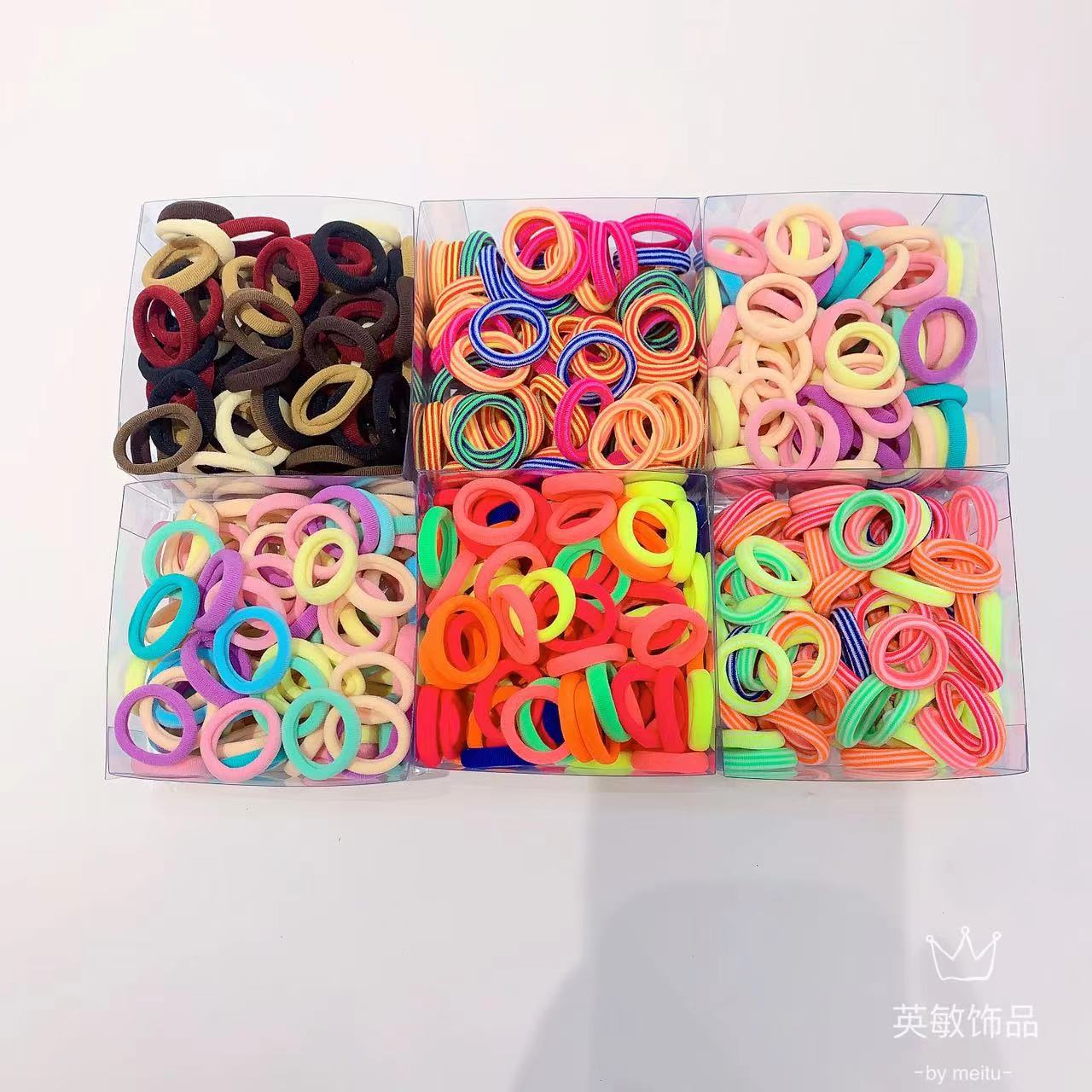 新款正方形软盒装小号彩色毛巾圈儿童无接缝简约毛巾圈组合