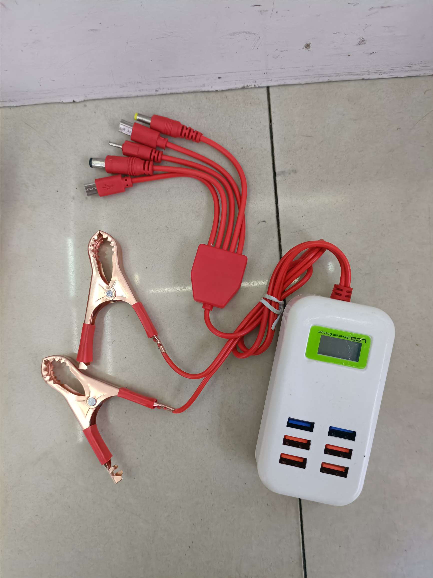 و 6USB شاحن خماسية مشبك أحمر مزدوج detail image 8
