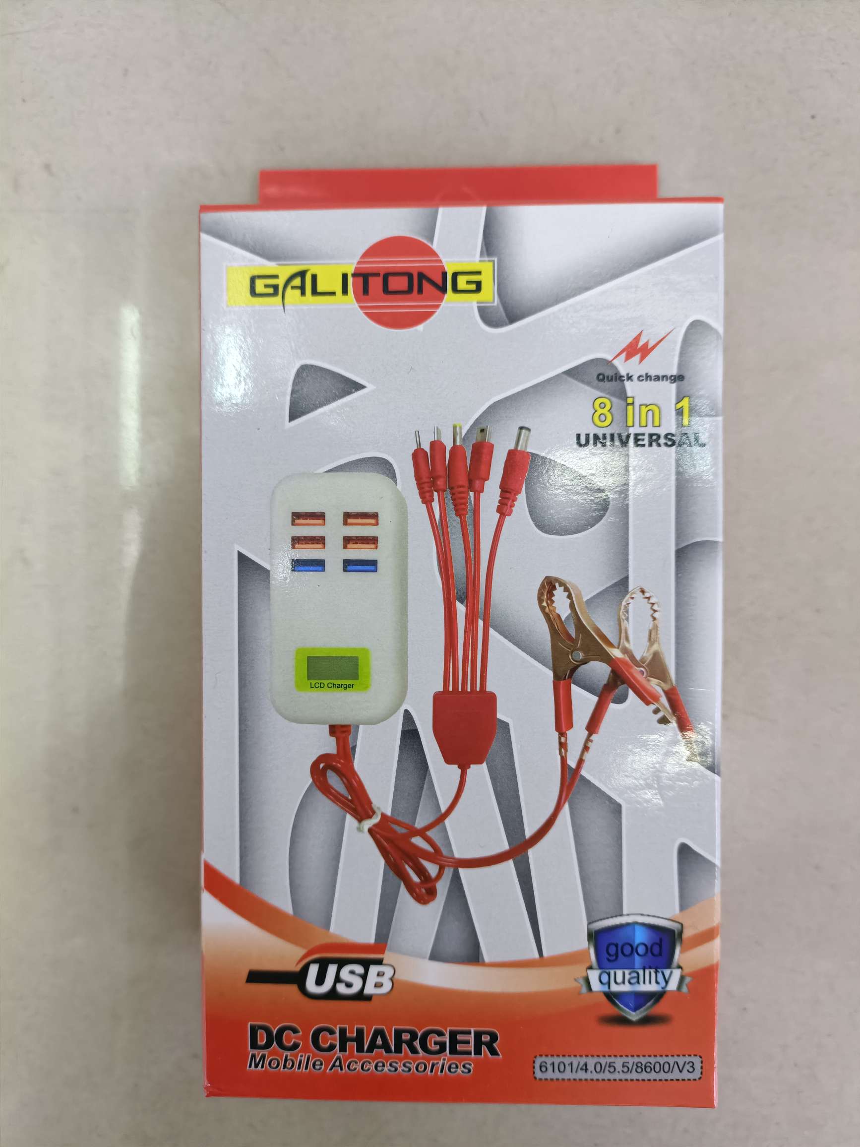 و 6USB شاحن خماسية مشبك أحمر مزدوج detail image 2