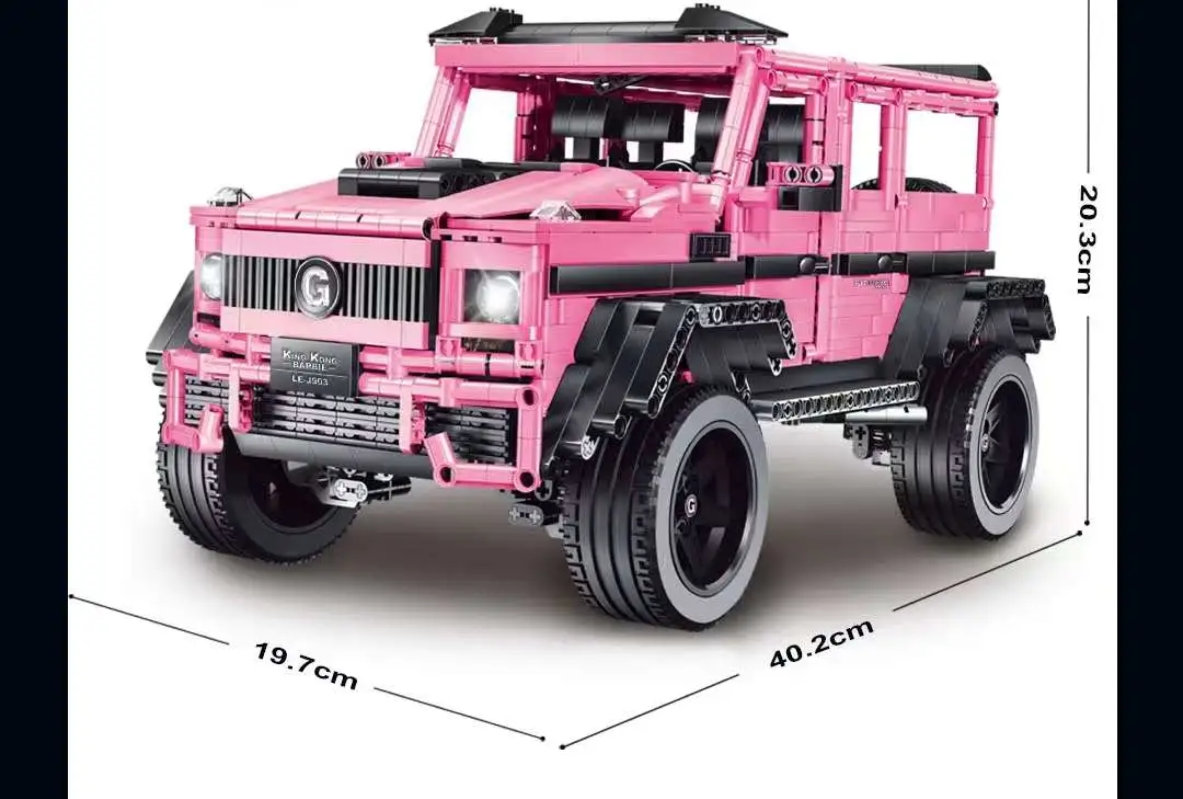 Chinese building blocks Mercedes-Benz pink Big g building blocks off-road vehicle model assembly toy girlfriend birthday gift detail image 2