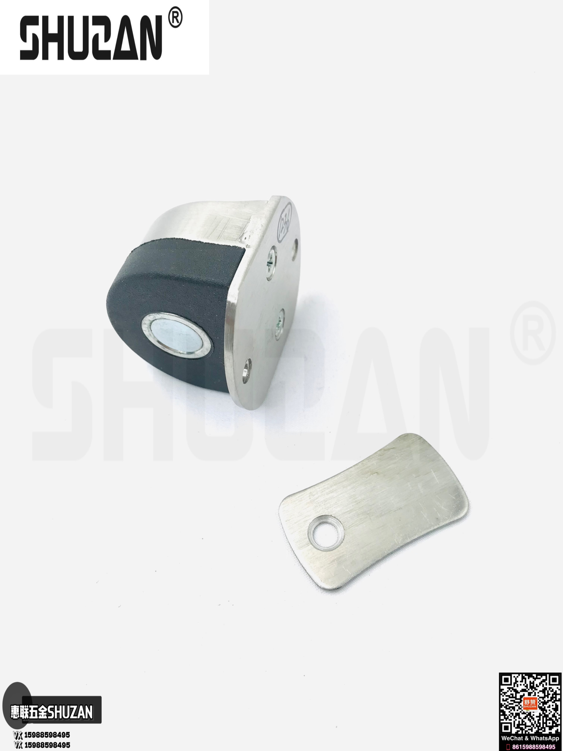 Shuzan premium door rear floor flap door flap, silver, sturdy and durable, anti-collision, silent wooden door flap, wall flap and floor flap Item Picture