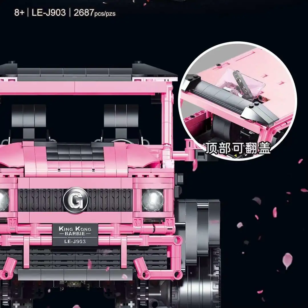 Chinese building blocks Mercedes-Benz pink Big g building blocks off-road vehicle model assembly toy girlfriend birthday gift detail image 5
