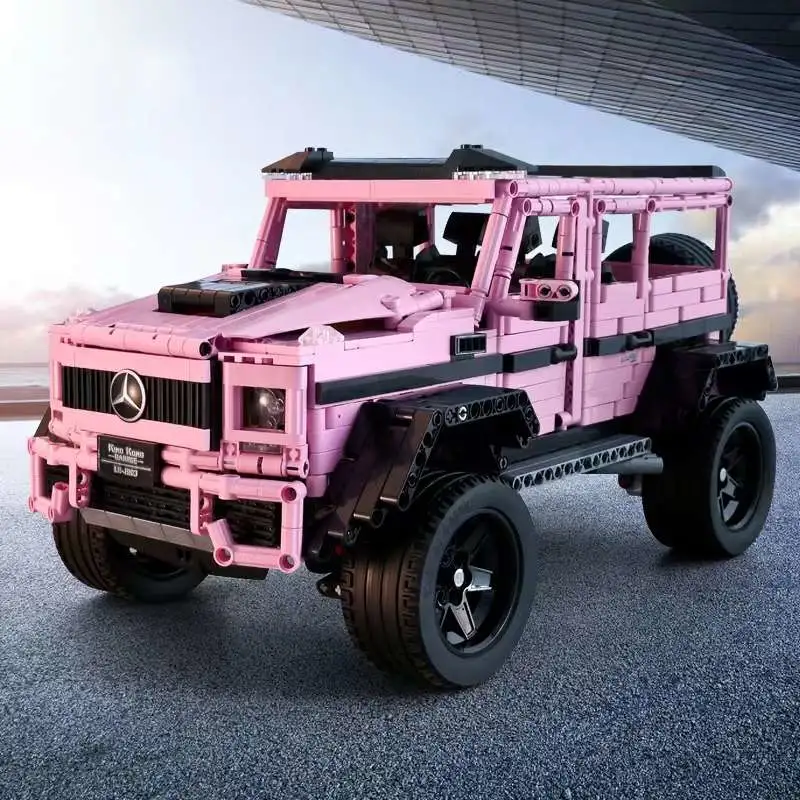 Chinese building blocks Mercedes-Benz pink Big g building blocks off-road vehicle model assembly toy girlfriend birthday gift detail image 6