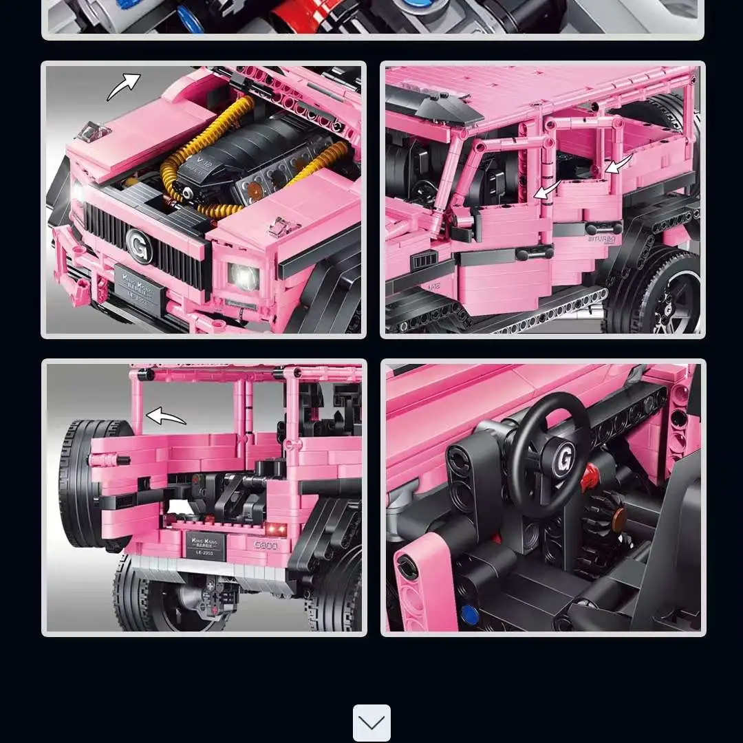 Chinese building blocks Mercedes-Benz pink Big g building blocks off-road vehicle model assembly toy girlfriend birthday gift detail image 4