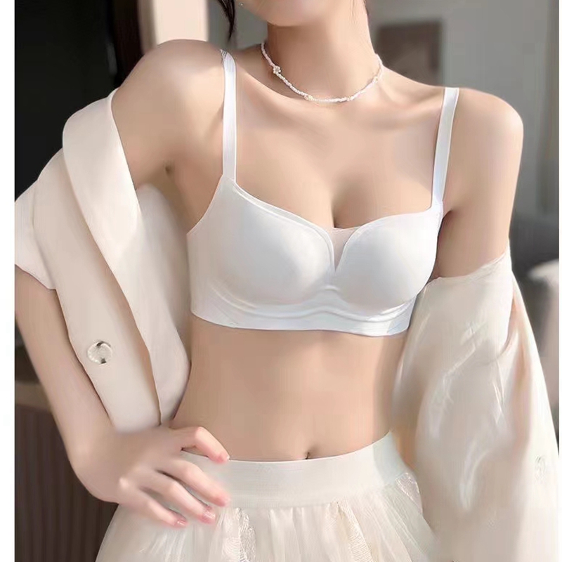 Dreamy red and pink, seamless, small breasts that look larger, no steel rings, breast retraction, anti-sagging, thin and comfortable bra for girls details Picture