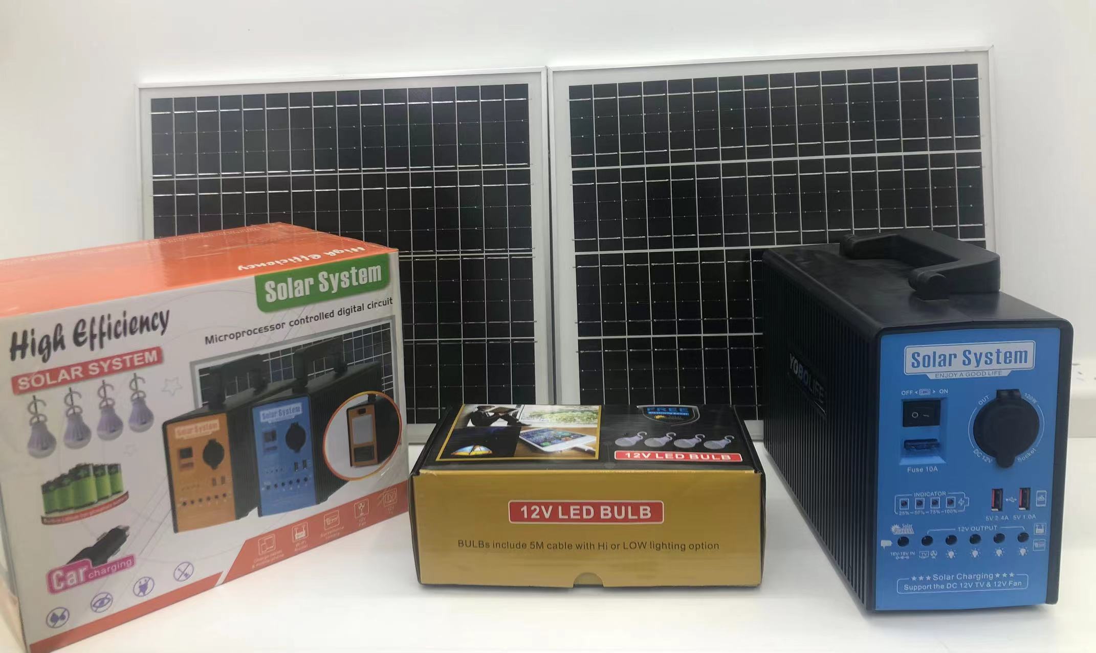 YOBOLIFE  LM-9017太阳能照明小系统 12V直流供电 车充口 USB手机充电 12AH锂电池