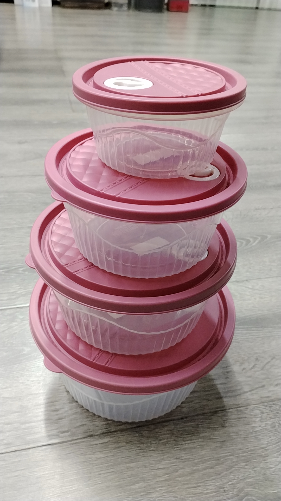 冰箱收纳盒食品级保鲜盒家用厨房整理神器蔬菜塑料储物盒子圆型4件套