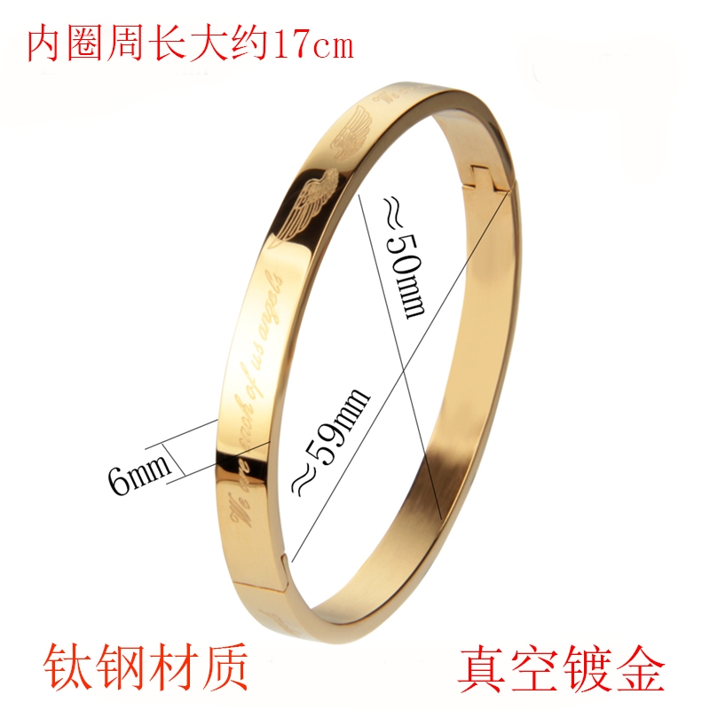 Fashionable gold-plated titanium steel women's gift bracelet Feather LOVE316L stainless steel bracelet for women Item Picture