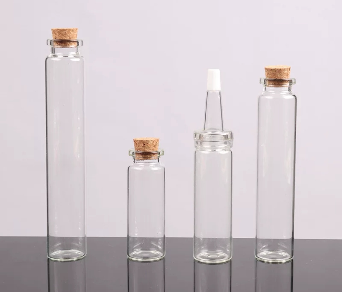 厚德玻璃 各毫升透明玻璃管制瓶配木塞 可定制尺寸详情图3