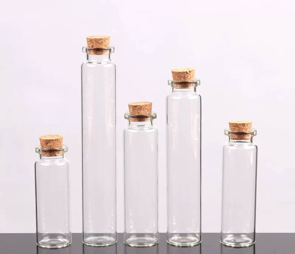 厚德玻璃 各毫升透明玻璃管制瓶配木塞 可定制尺寸详情图2