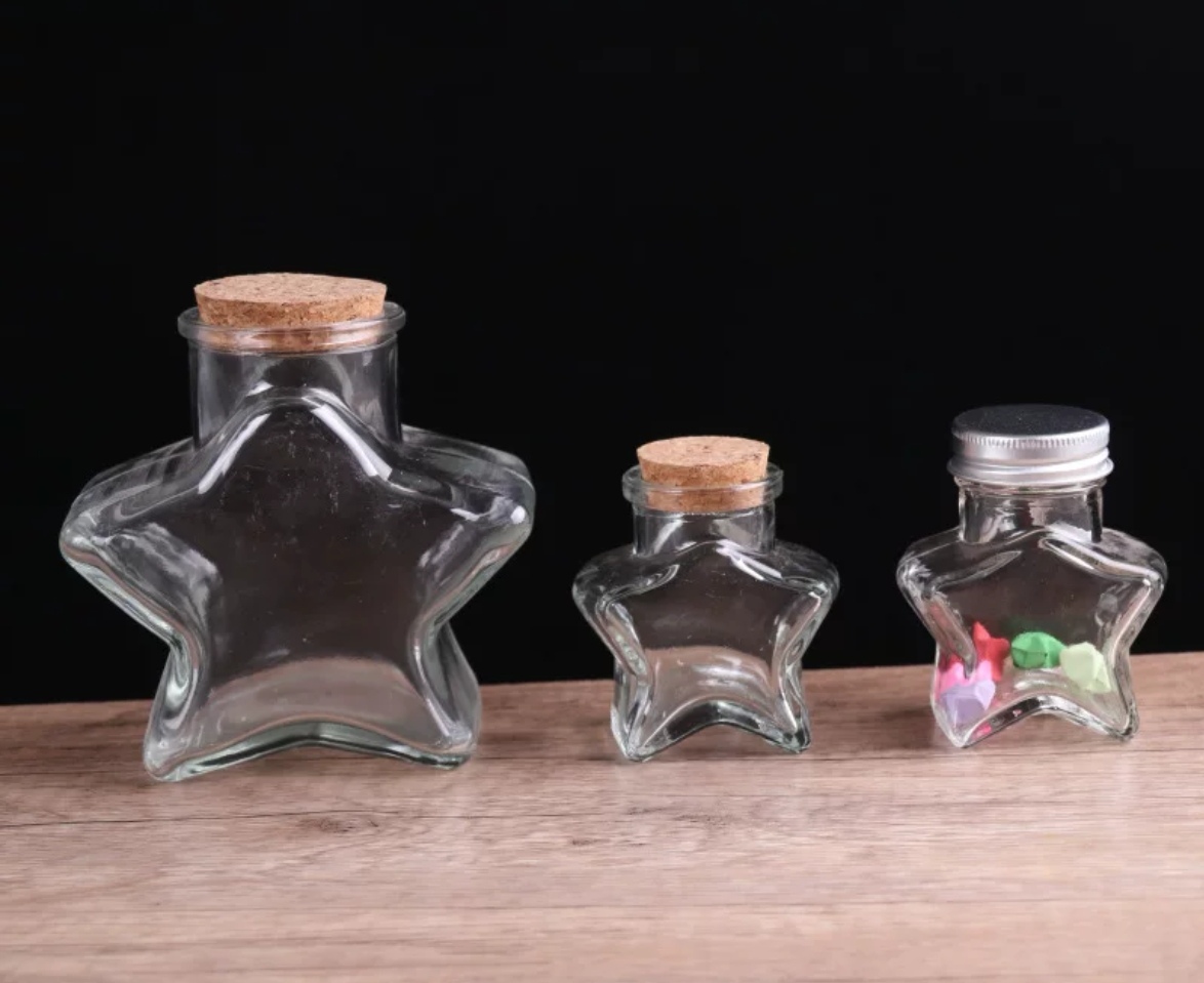 厚德玻璃 透明玻璃星星漂流瓶 许愿瓶带木塞详情图2