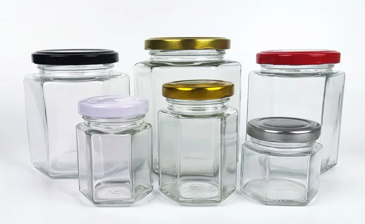 厚德玻璃 各毫升六棱透明玻璃果酱瓶 密封瓶 食品分装瓶