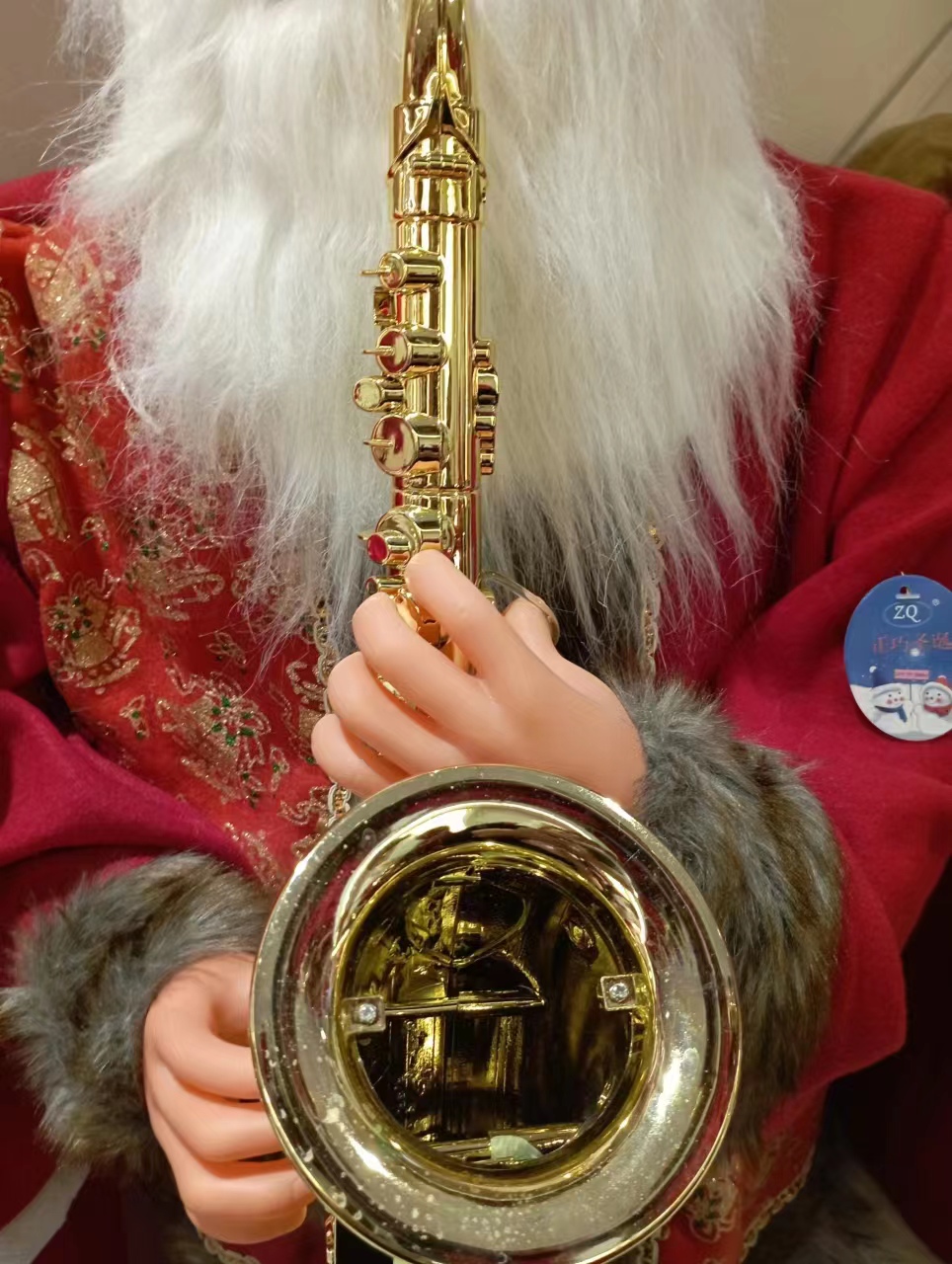 1.6-meter grey fringed patchwork clothes blowing Saxon-style Santa Claus figurine that can dance 9123 factory direct sales electric Santa Claus figurine Specification image