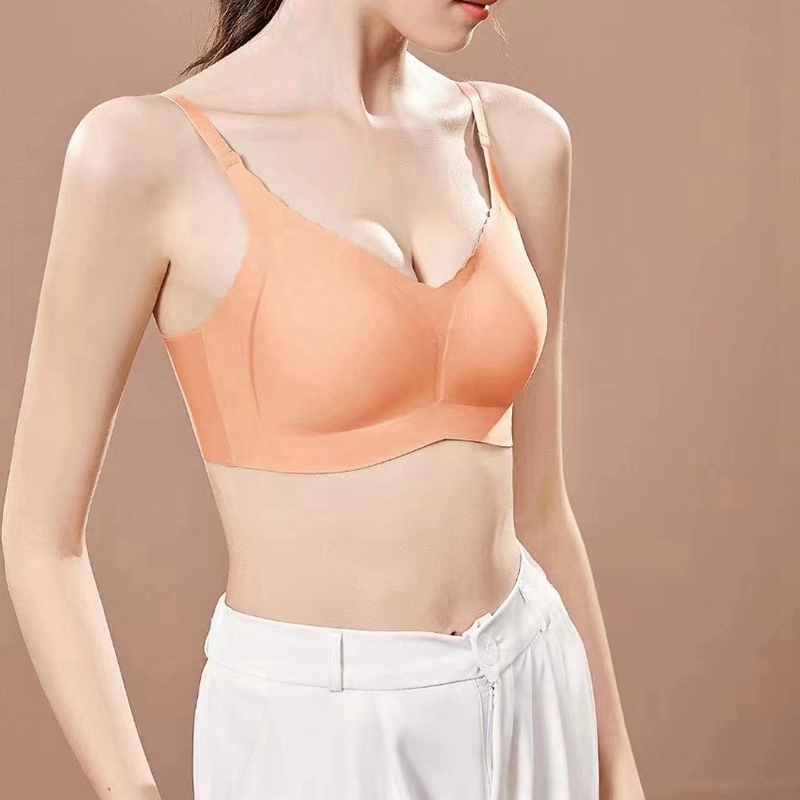 Dreamy red and pink one-piece seamless bra, fixed cup, machine washable, no steel ring, thin, comfortable for sports and sleep, smooth bra Specification image