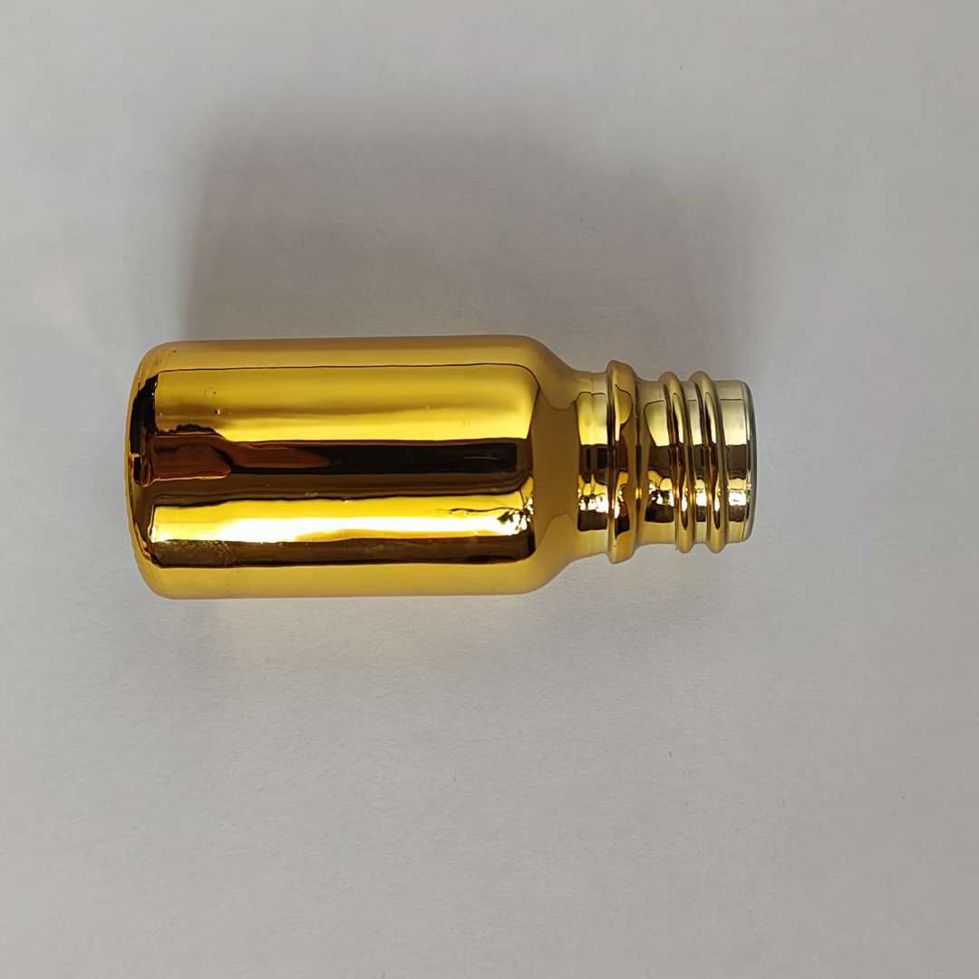 厚德玻璃  10毫升电镀金色精油瓶 可配胶帽盖大头盖铝盖等细节图