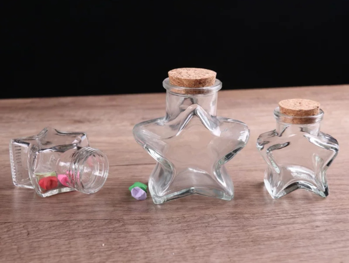 厚德玻璃 透明玻璃星星漂流瓶 许愿瓶带木塞详情图1
