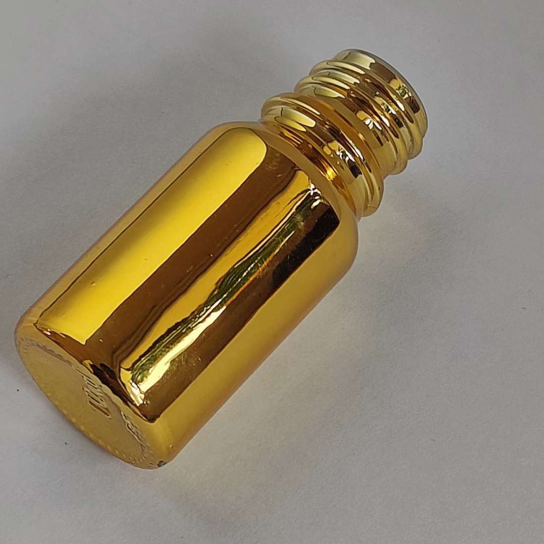 厚德玻璃  10毫升电镀金色精油瓶 可配胶帽盖大头盖铝盖等产品图
