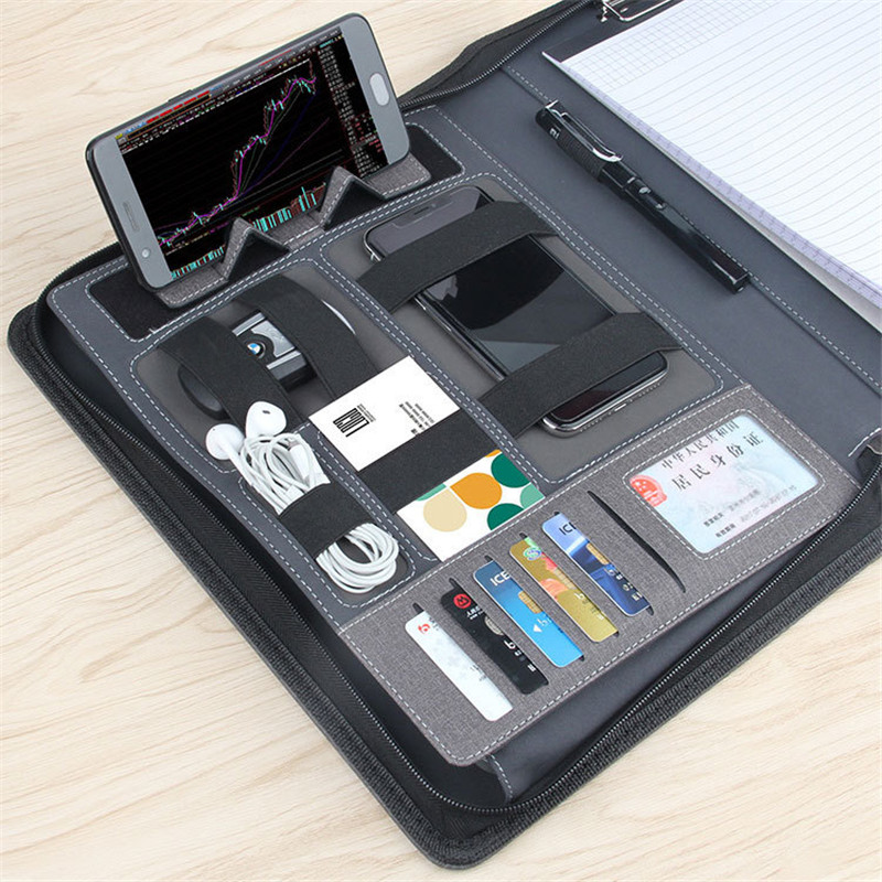 Wholesale of foreign trade gifts, A4 board folders, book folders, power banks, charging manager folders, multi-functional storage manager bags Item Picture