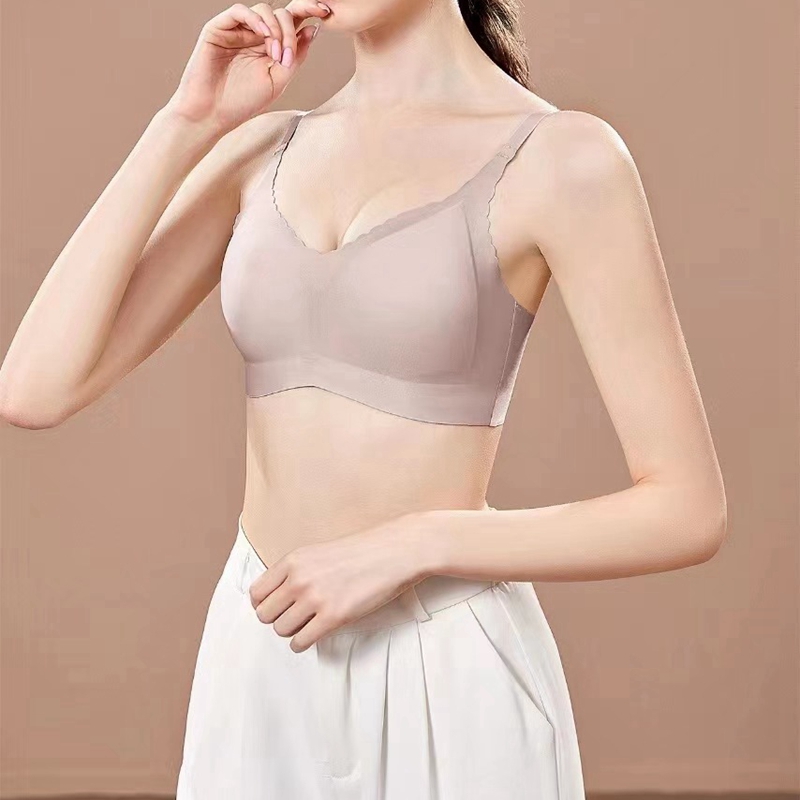Dreamy red and pink one-piece seamless bra, fixed cup, machine washable, no steel ring, thin, comfortable for sports and sleep, smooth bra details Picture