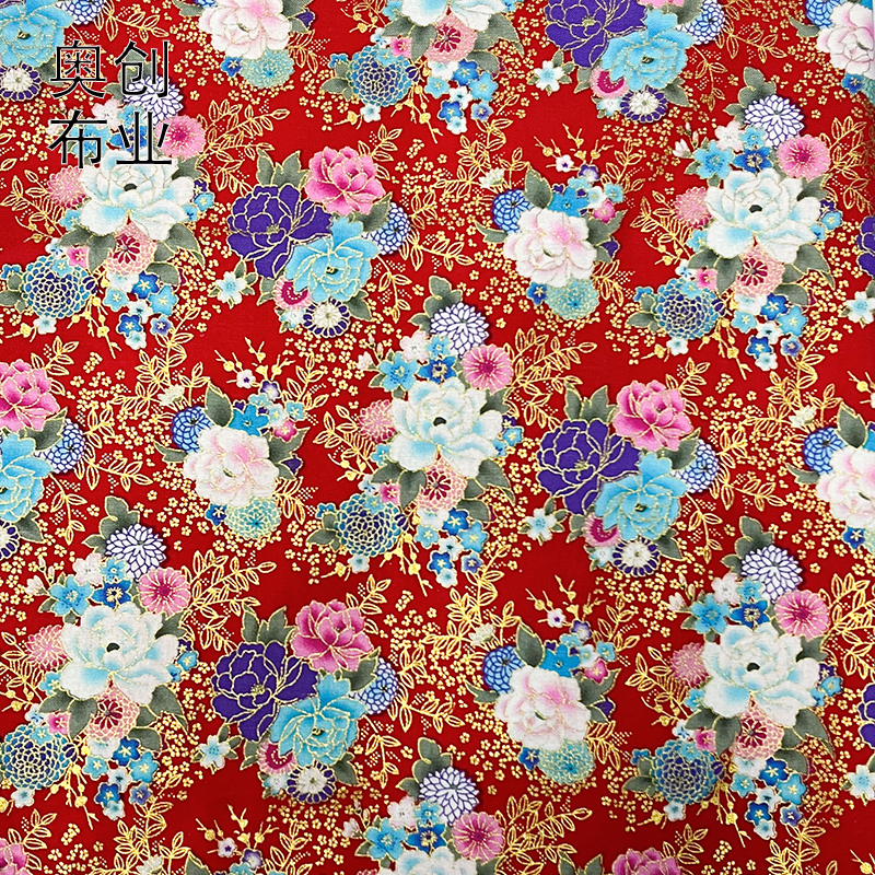 Japanese-style gilded flower fabric, Japanese-style printed fabric, festive decoration, sachets, sachet accessories, DIY by hand