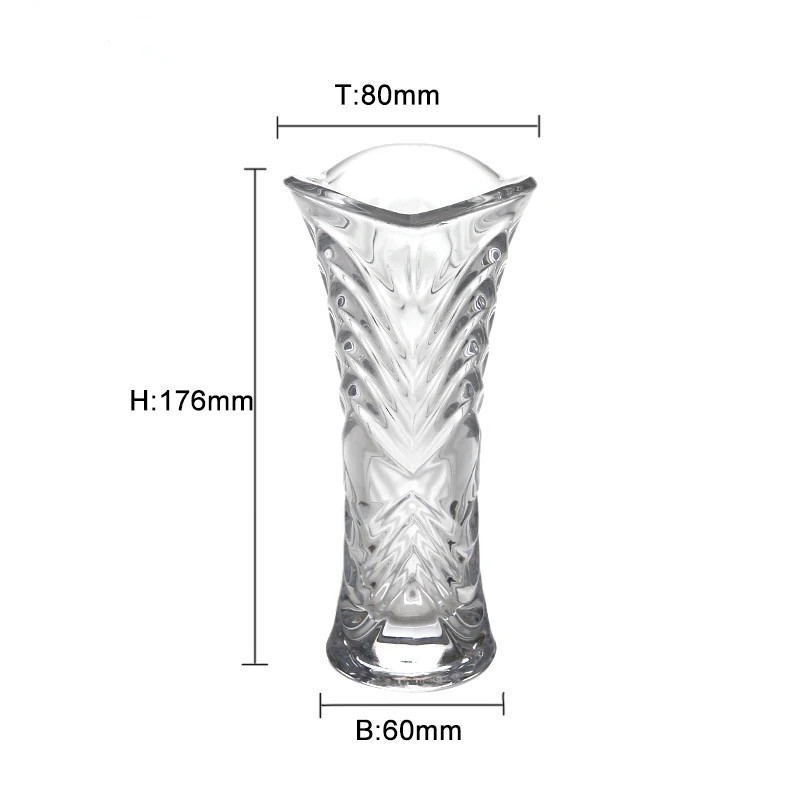 Yuxing Glass Crystal Vase, Nordic transparent glass vase, Lucky bamboo, lily, rose, water cultivation illustration Small vase ornament Item Picture