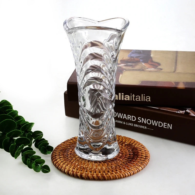 Yuxing Glass Crystal Vase, Nordic transparent glass vase, Lucky bamboo, lily, rose, water cultivation illustration Small vase ornament details Picture
