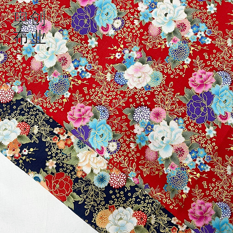 Japanese-style gilded flower fabric, Japanese-style printed fabric, festive decoration, sachets, sachet accessories, DIY by hand details Picture