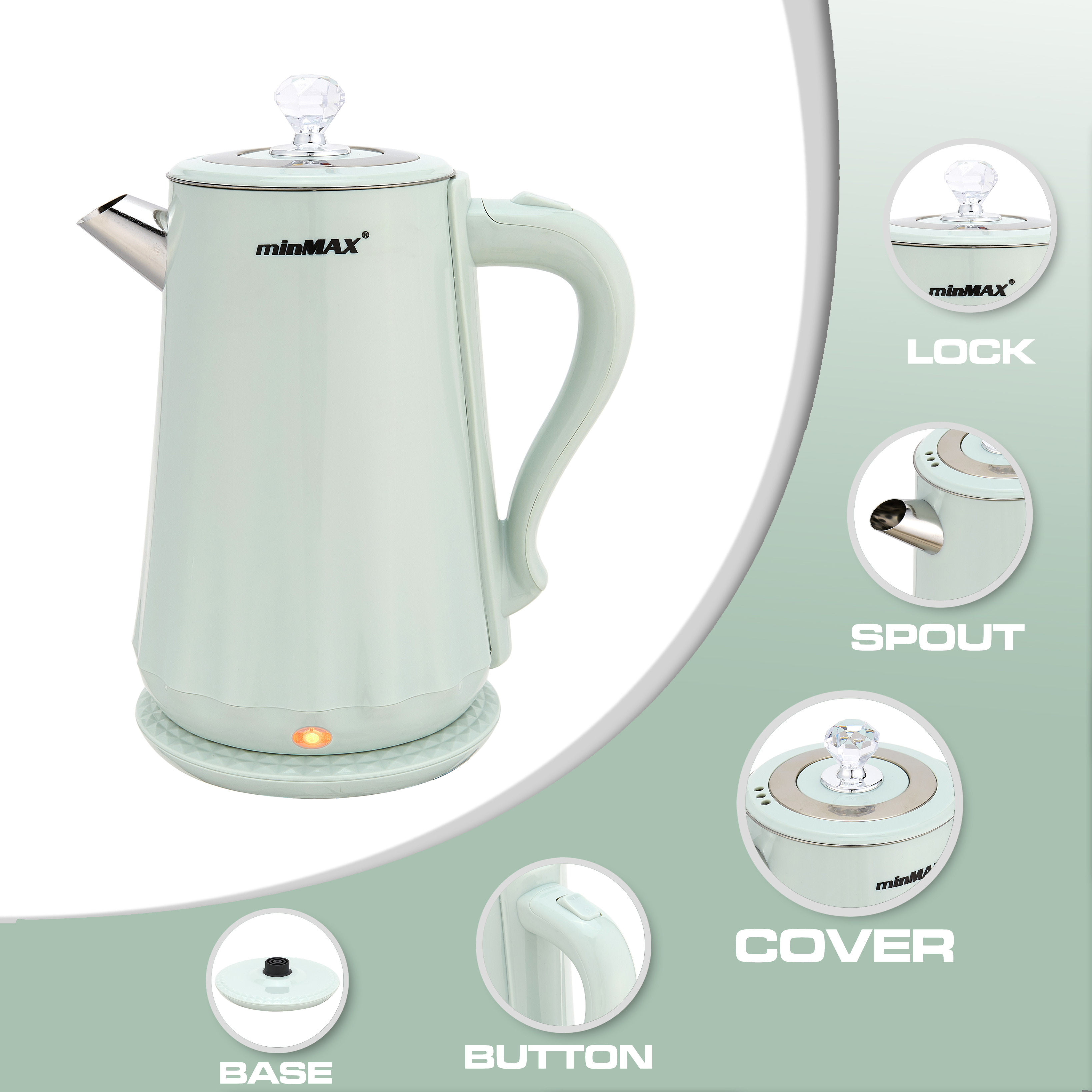 minMAX's new 6663 large-capacity 2L electric kettle with a high appearance level is in stock for both home and hotel use Specification image