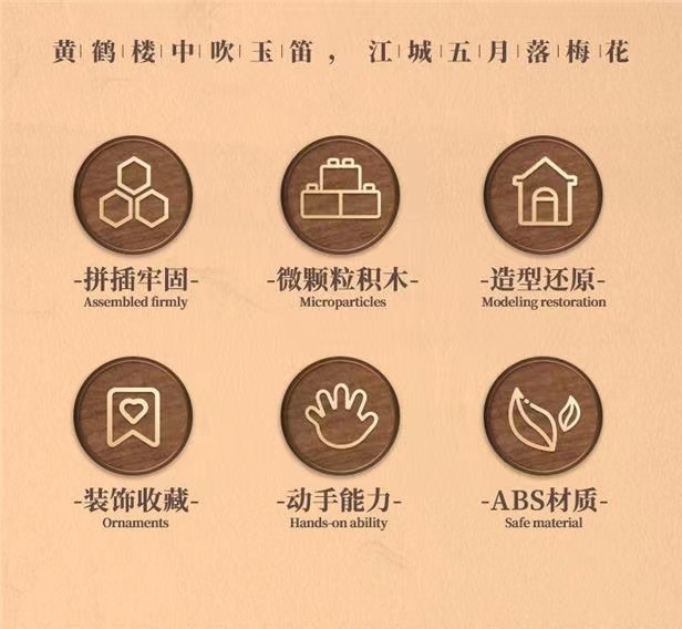 National trend Yellow Crane Tower building blocks adult high-difficulty micro-particle architectural model boys and girls assembly toys detail image 8