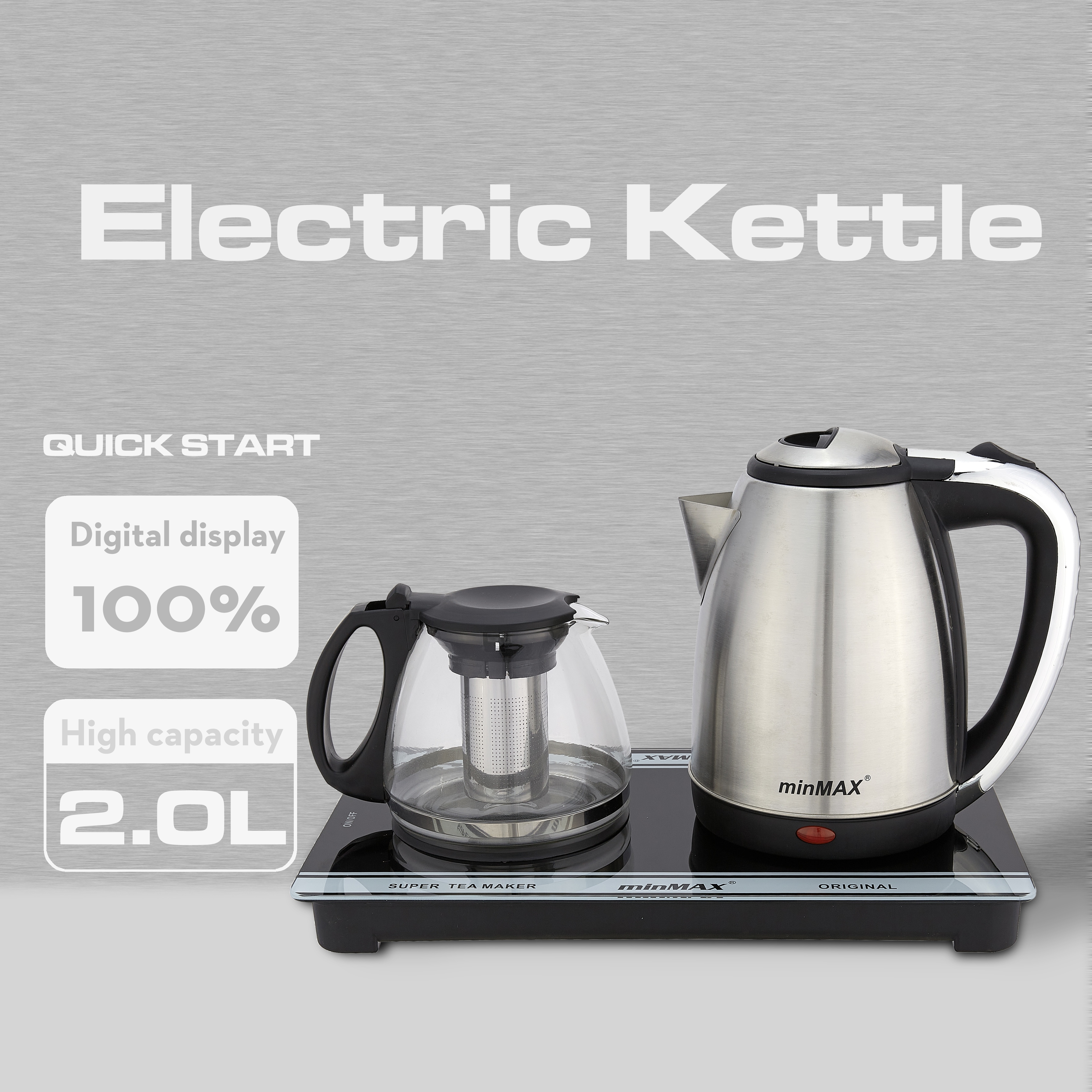 minMAX New 2280 stainless steel electric teapot set, mechanical version, tea brewing kettle, tea cooker and tea stove