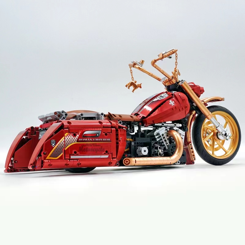 Chinese building block K box retro Harley-Davidson 1:5 motorcycle high-difficulty assembly building block toy model detail image 17