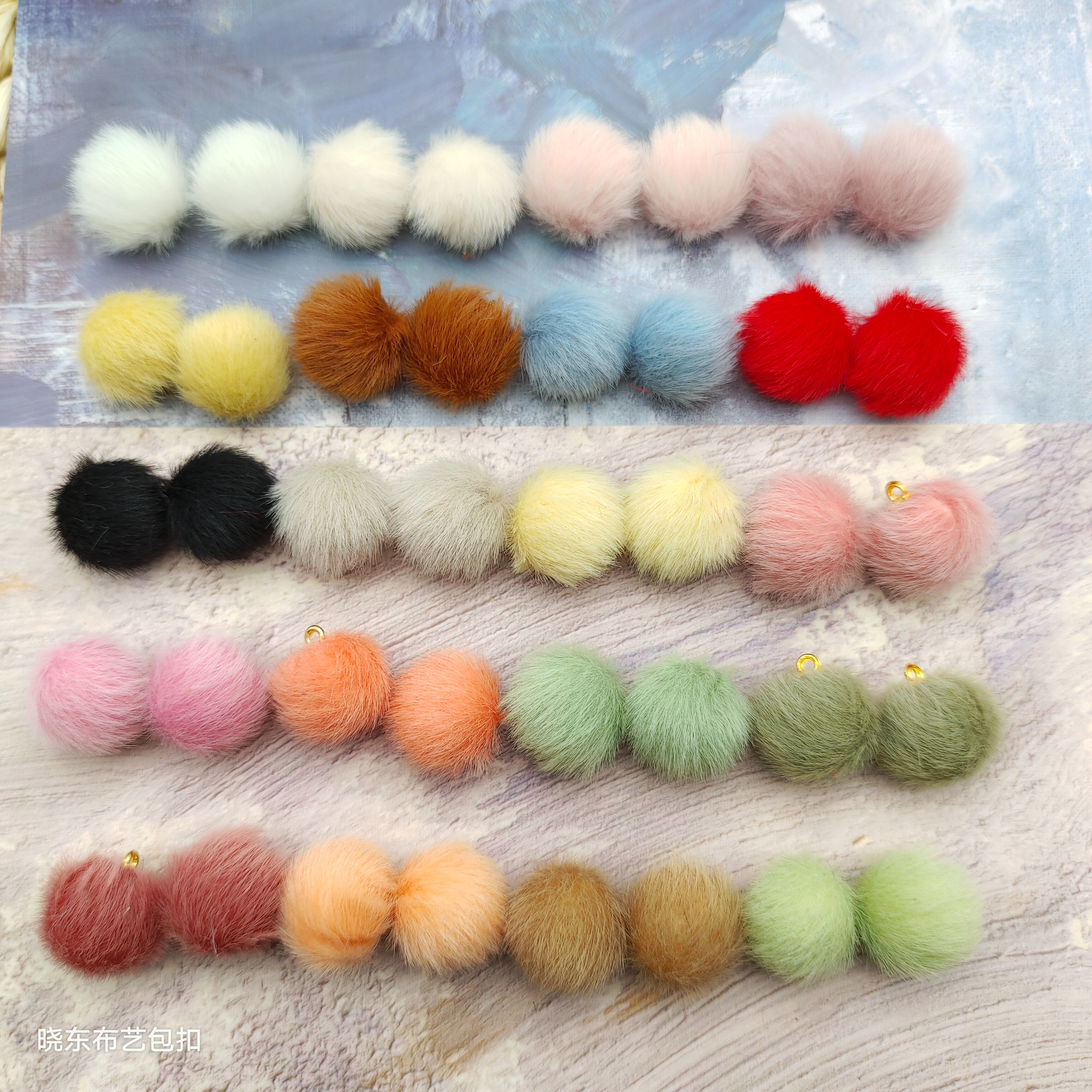 diy mink pom-pom pendant accessory cloth bag buckle details Picture