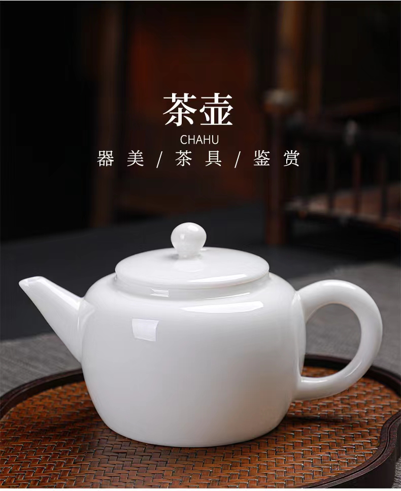 手绘羊脂玉瓷茶具套装详情图4