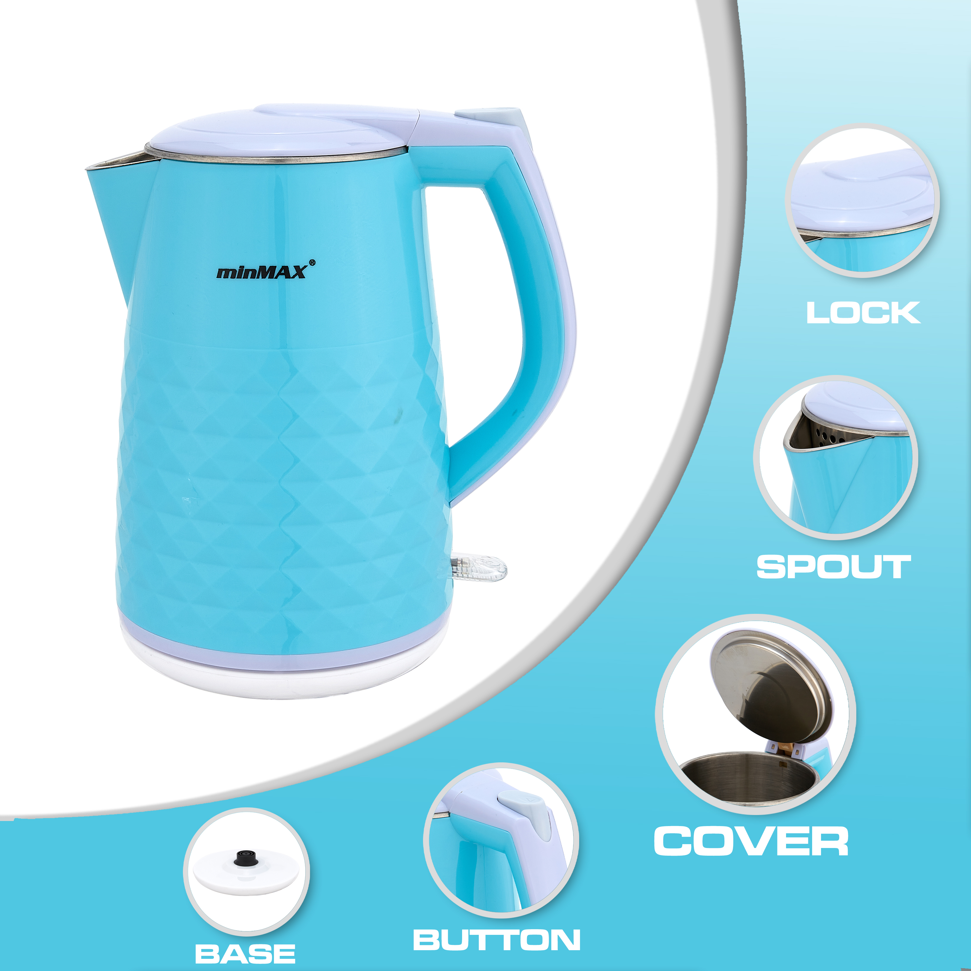 minMAX New electric Kettle 9077, 2.0L multi-functional electric kettle, direct sales from foreign trade manufacturer details Picture