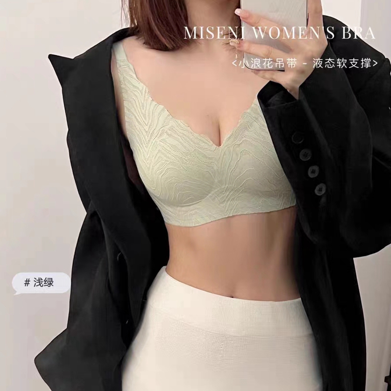 Dreamy red and pink liquid jelly gel wavy fixed underwear, seamless lace tapering pair, soft support bra, comfortable and slimming bra Specification image