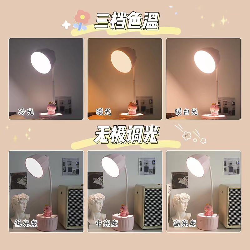 Crown Monkey Cartoon eye-protecting desk Lamp, bedroom bedside LED desktop InS-style study lamp, LED charging night light Item Picture