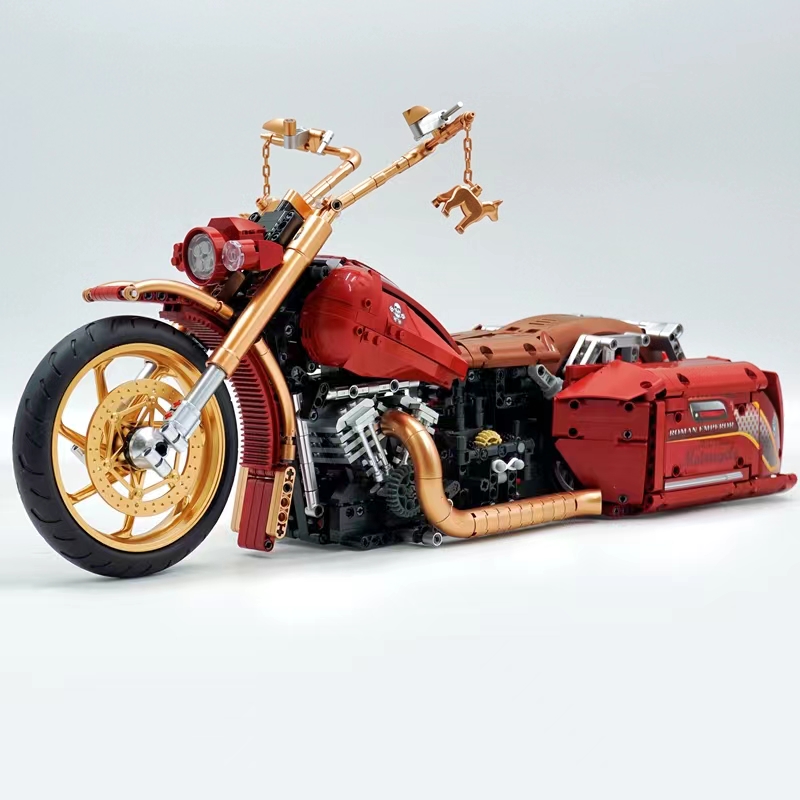 Chinese building block K box retro Harley-Davidson 1:5 motorcycle high-difficulty assembly building block toy model detail image 16