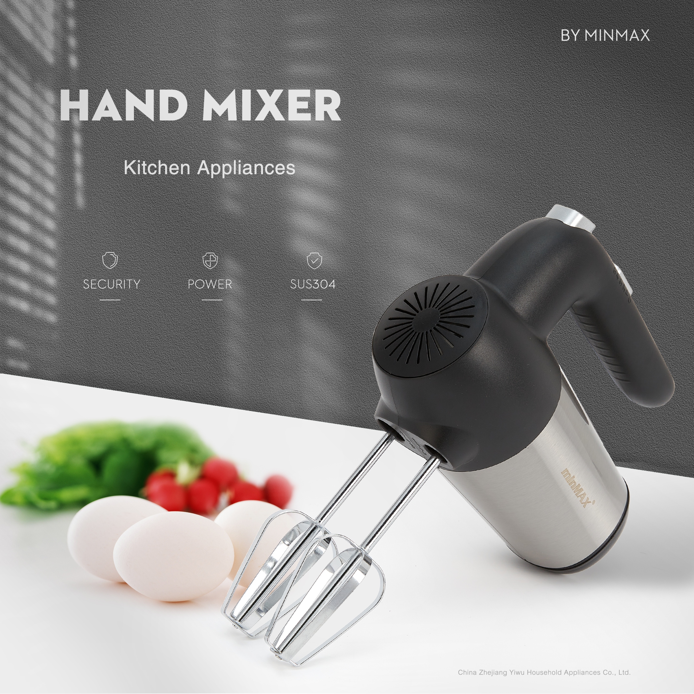 minMAX's new best-selling desktop egg beater 9615, a large-capacity multi-functional whipper, is in stock for export