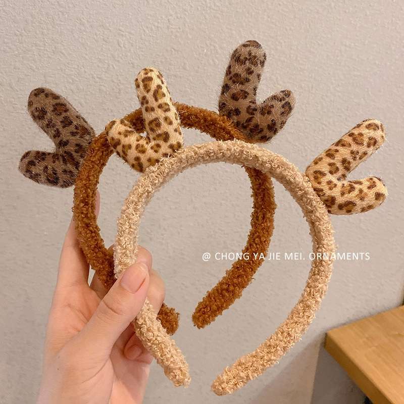 Cute Leopard Print Small Antler Face Wash Headband details Picture