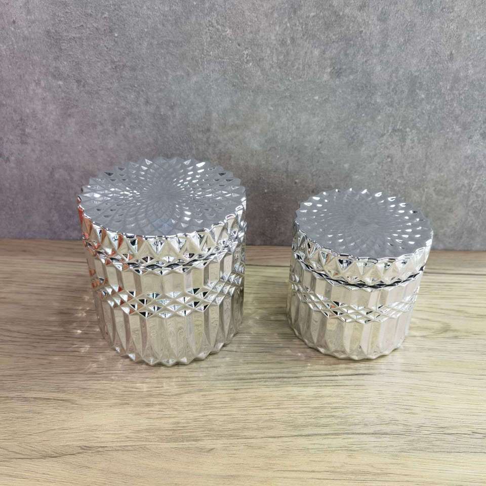 美式轻奢ins摆件装饰盒 银色化妆刷罐子首饰玻璃收纳筒详情图5