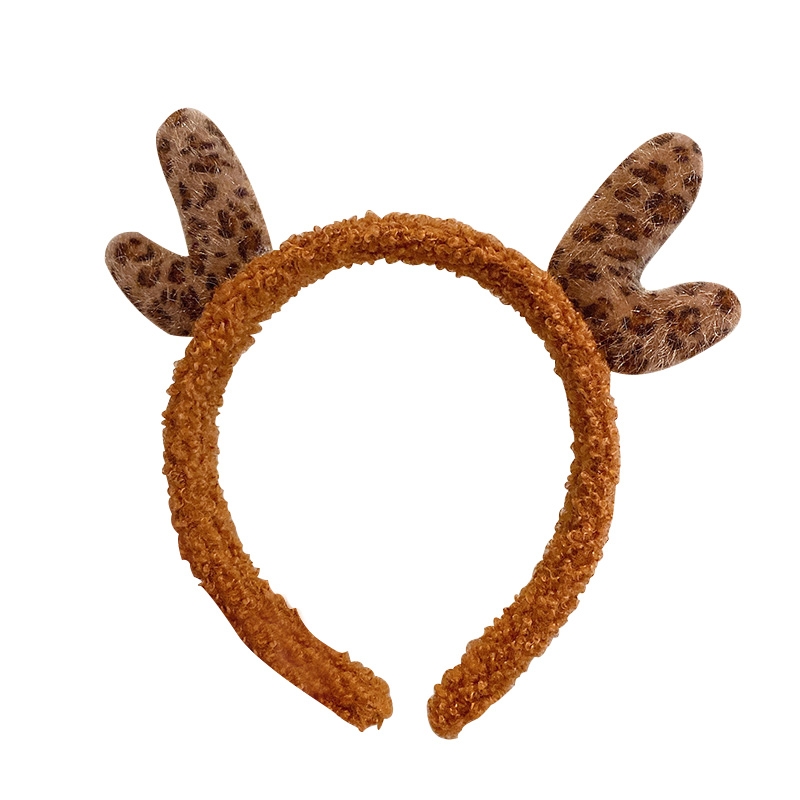 Cute Leopard Print Small Antler Face Wash Headband Specification drawing