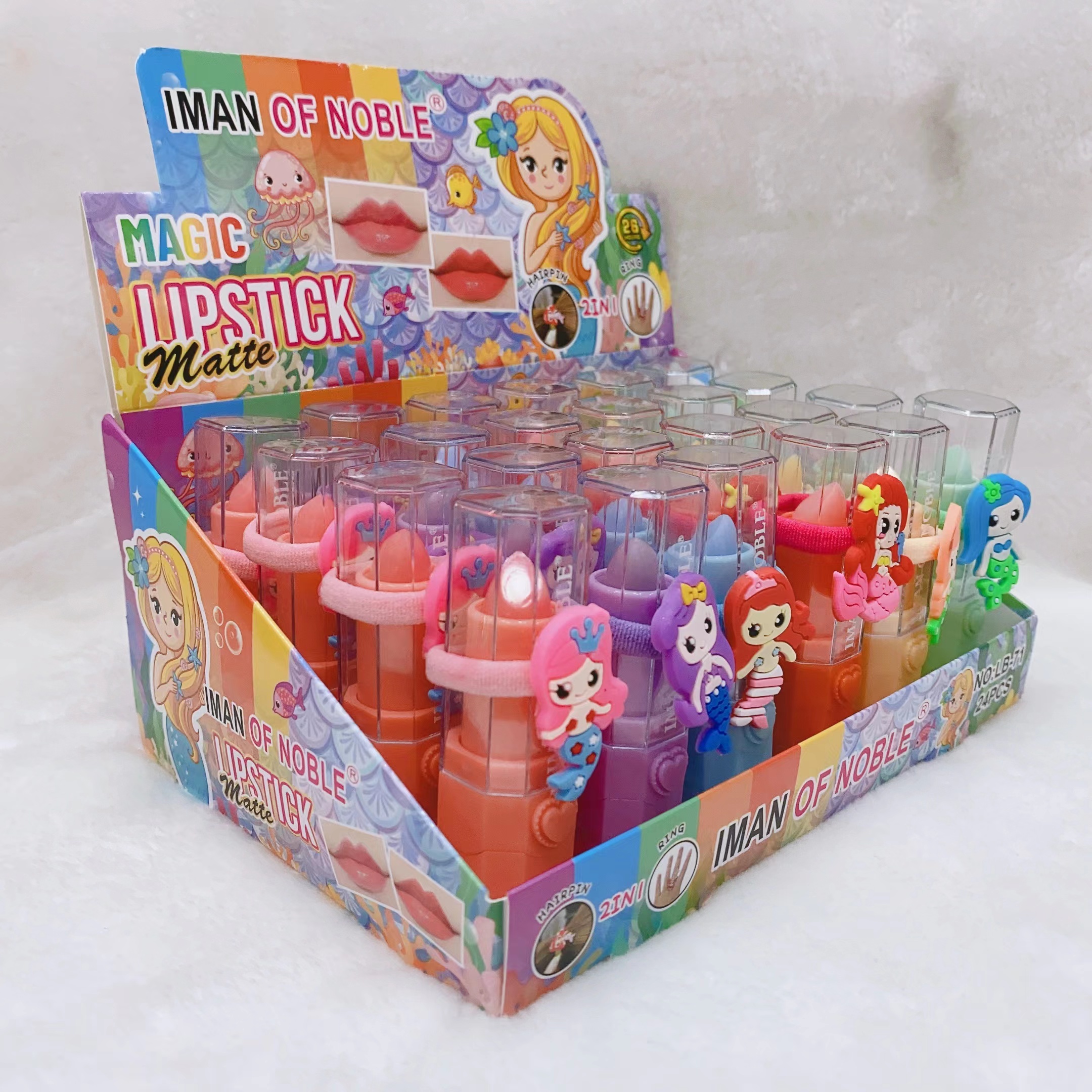 变色唇膏/滋润保湿/美人鱼戒指/小皮筋可两用/经典款式/时尚设计/女性必备/自然色彩/小巧精致/高性价比产品图