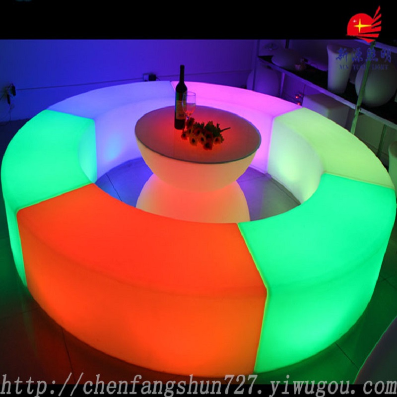 发光LED弧形拼接凳 酒吧户外时尚创意吧椅 发光七彩吧凳详情图2